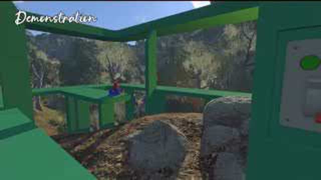 BIG WALK green scaffold players pulling levers in countdown order
