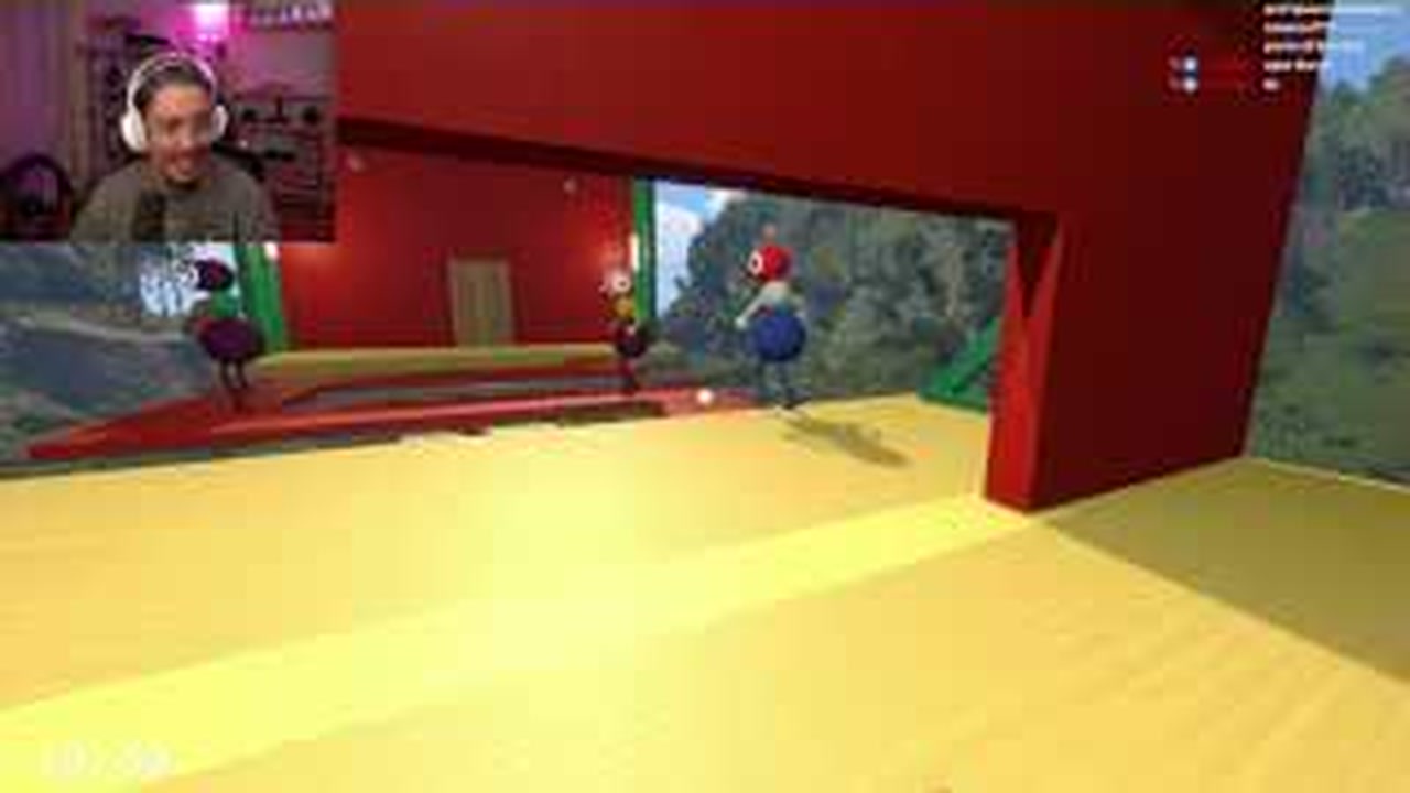 Team pressing the paired switches after the red planks in BIG WALK