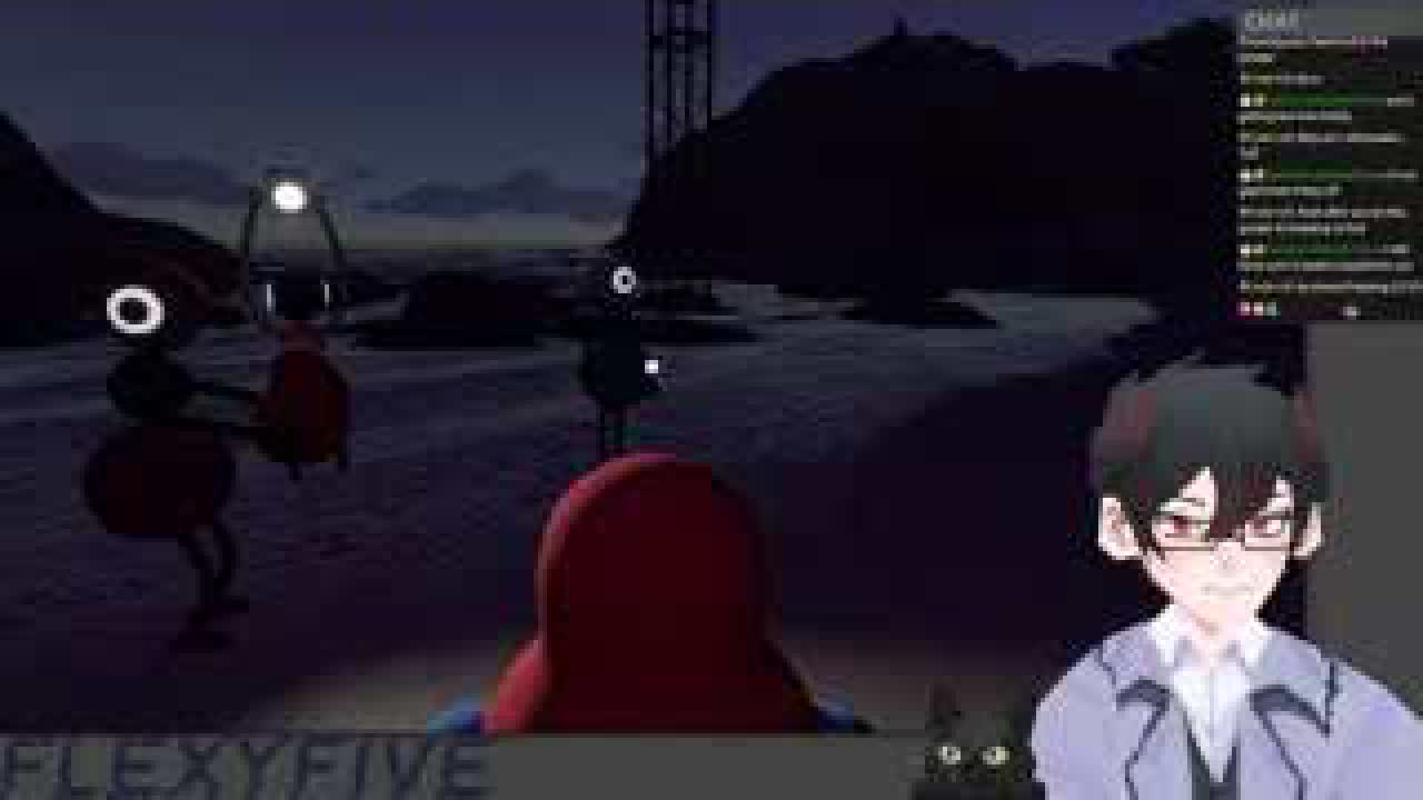 Flashlight signal visible between separated BIG WALK coastal crane stations at night