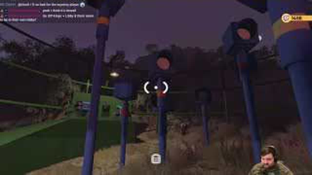 Player checking sightlines across coloured BIG WALK head-count lamps