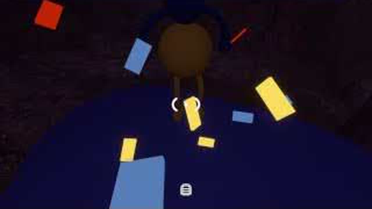 Confetti confirming the heavy ball reached the blue goal pad in BIG WALK