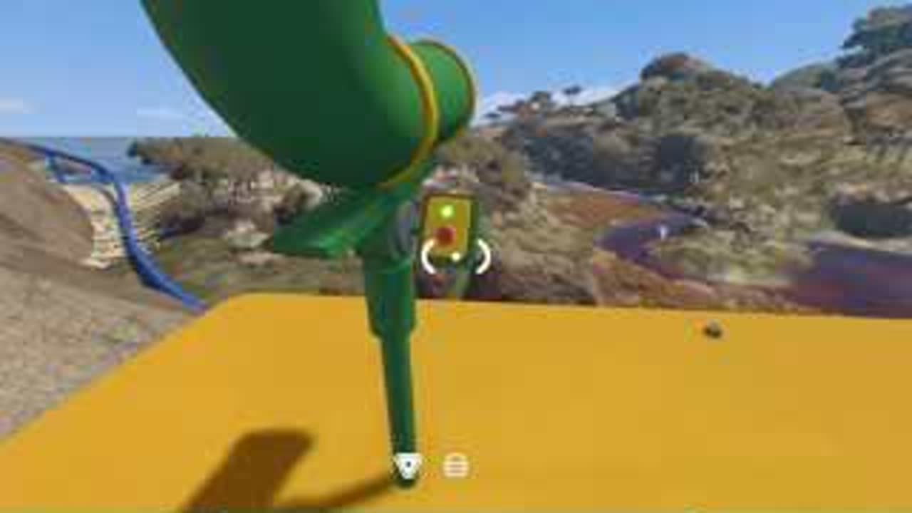 Green shooter control on the BIG WALK yellow cannonball platform