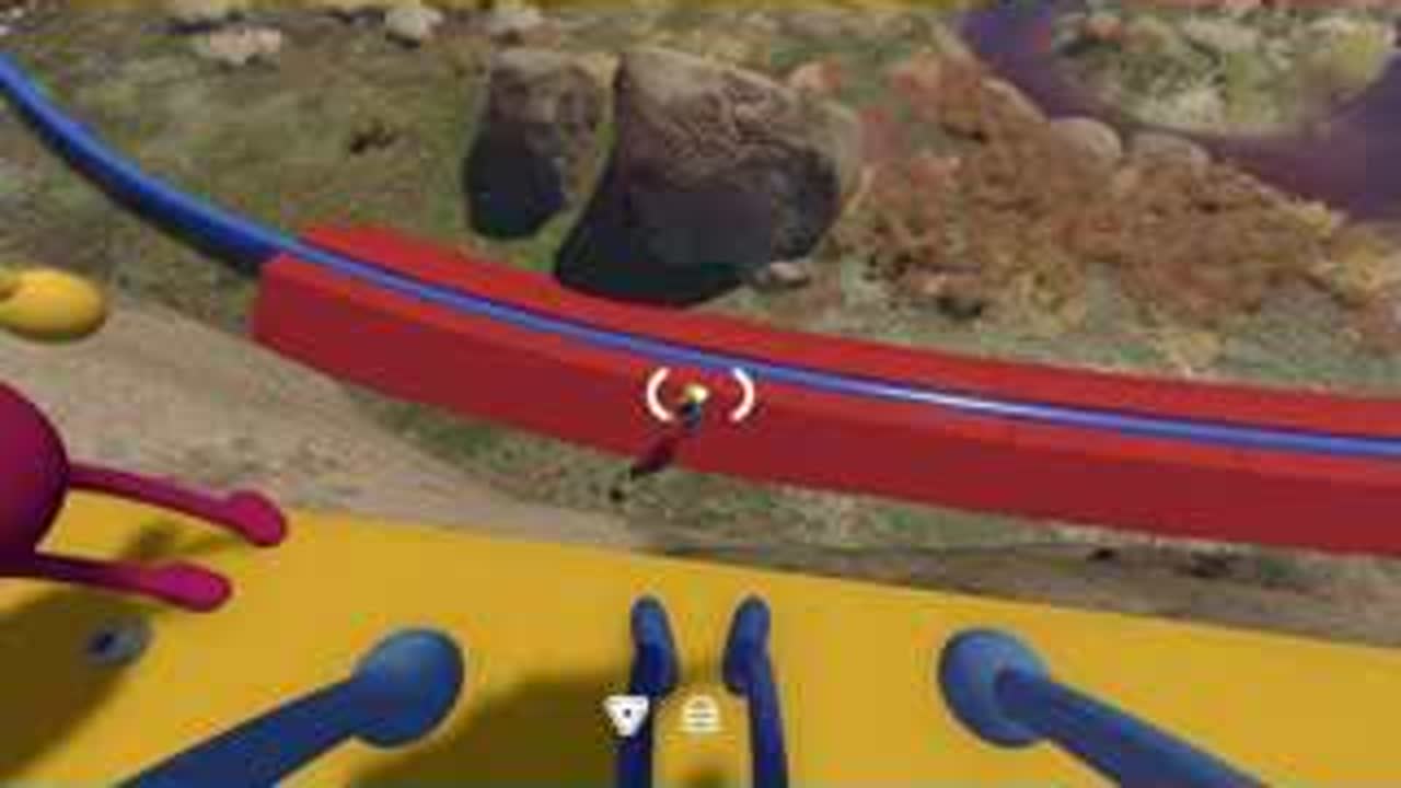 Ground player returning the active timer toward the BIG WALK yellow platform